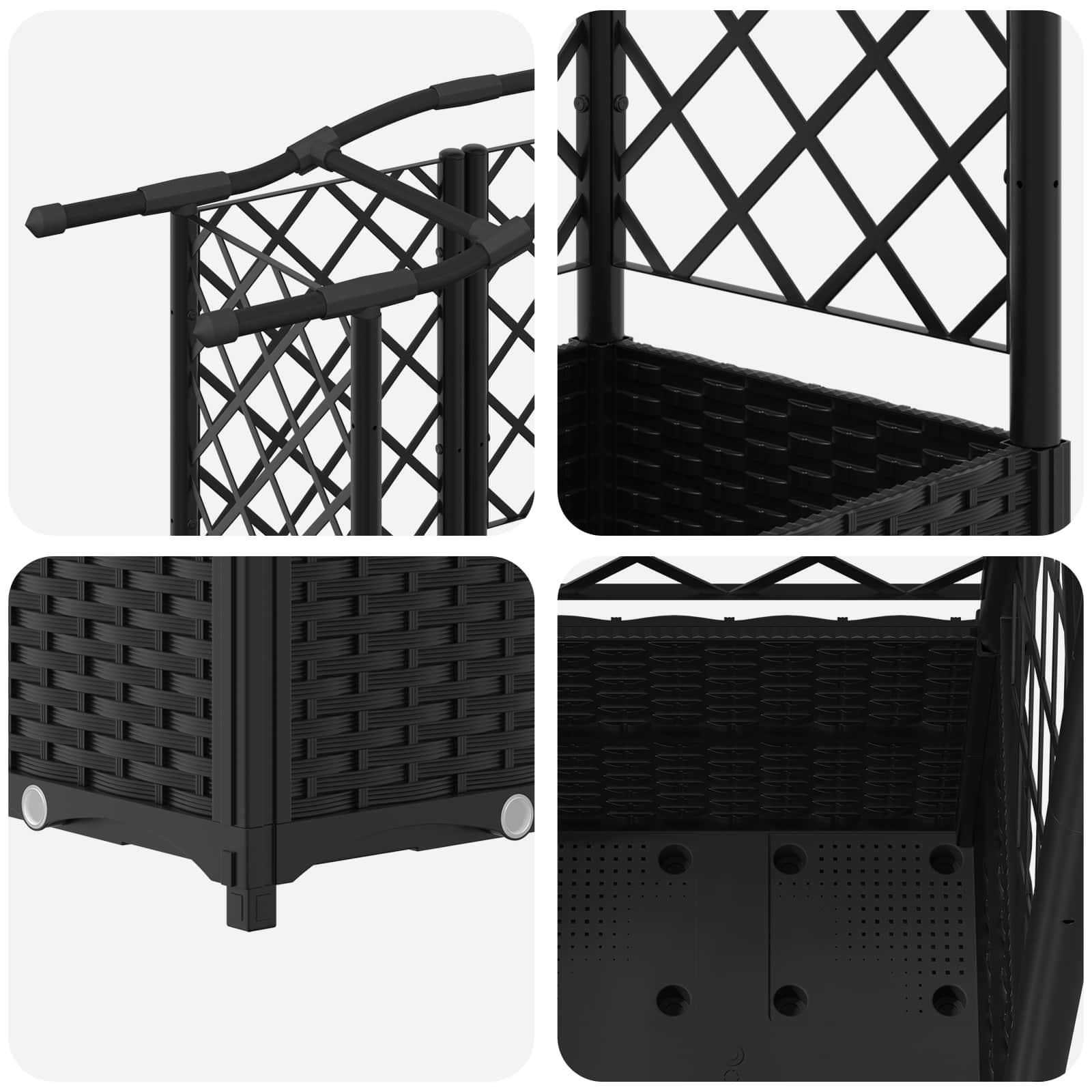 Pakeltas lovas su trelėmis ir stogu Juoda 122 x 40 x 138 cm PP Pakeltas lovas su trelėmis ir stogu Juoda 122 x 40 x 138 cm PP - Image 7