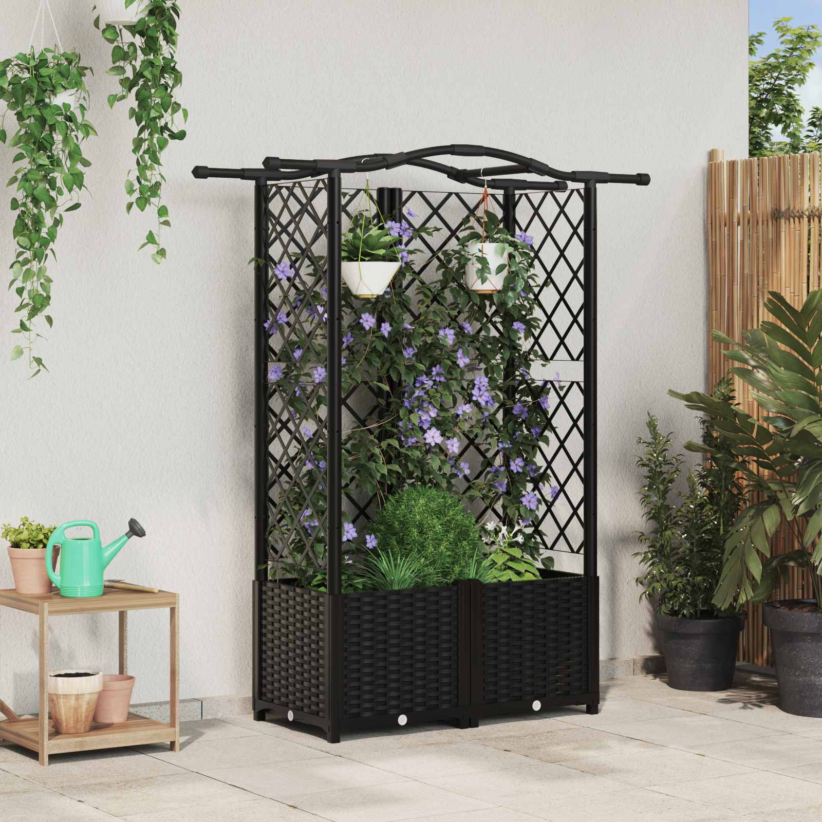 Pakeltas lovas su trelėmis ir stogu Juoda 122 x 40 x 138 cm PP Pakeltas lovas su trelėmis ir stogu Juoda 122 x 40 x 138 cm PP - Image 2