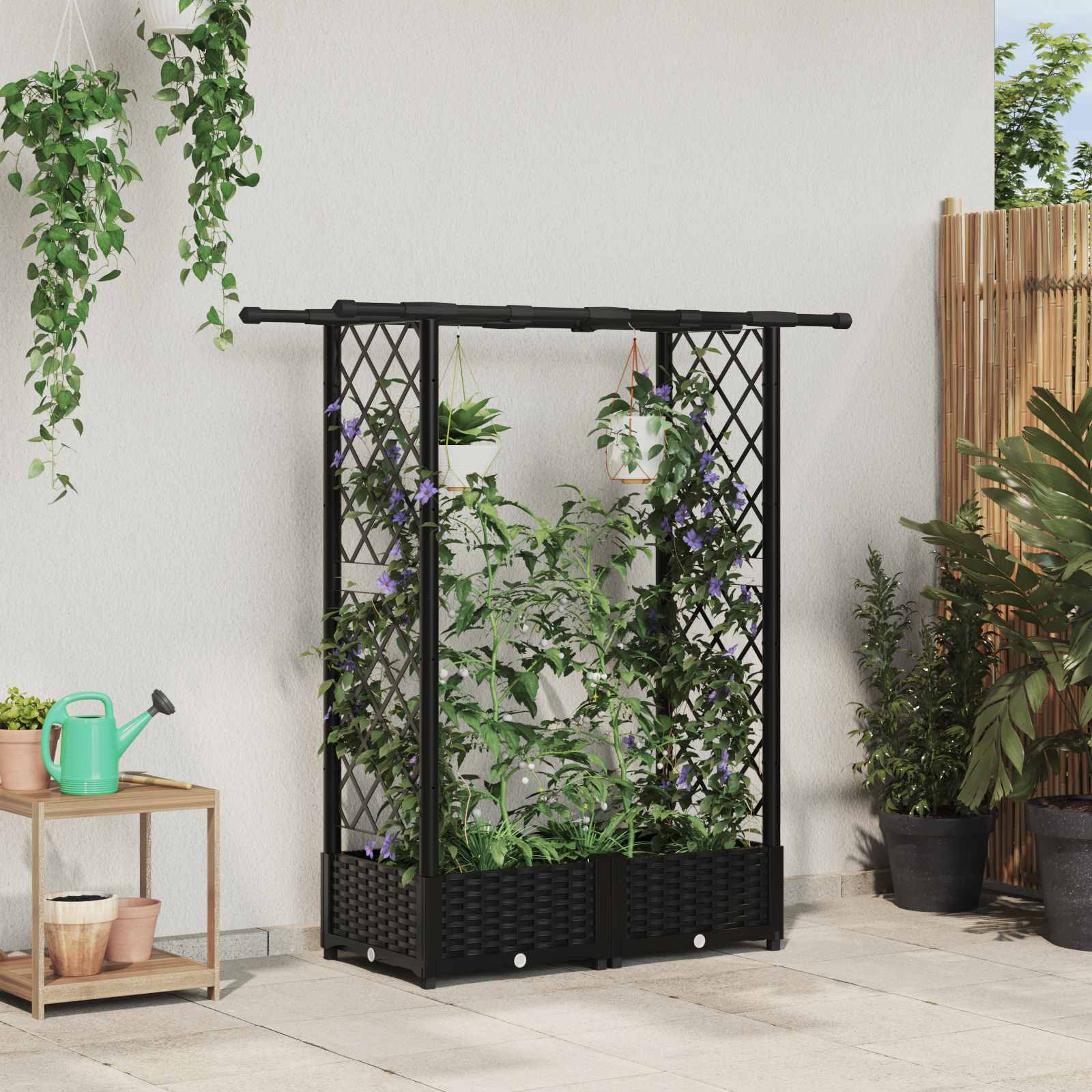 Pakeltas lovas su trelėmis ir stogu Juoda 122,5 x 40 x 121 cm Pakeltas lovas su trelėmis ir stogu Juoda 122,5 x 40 x 121 cm - Image 2