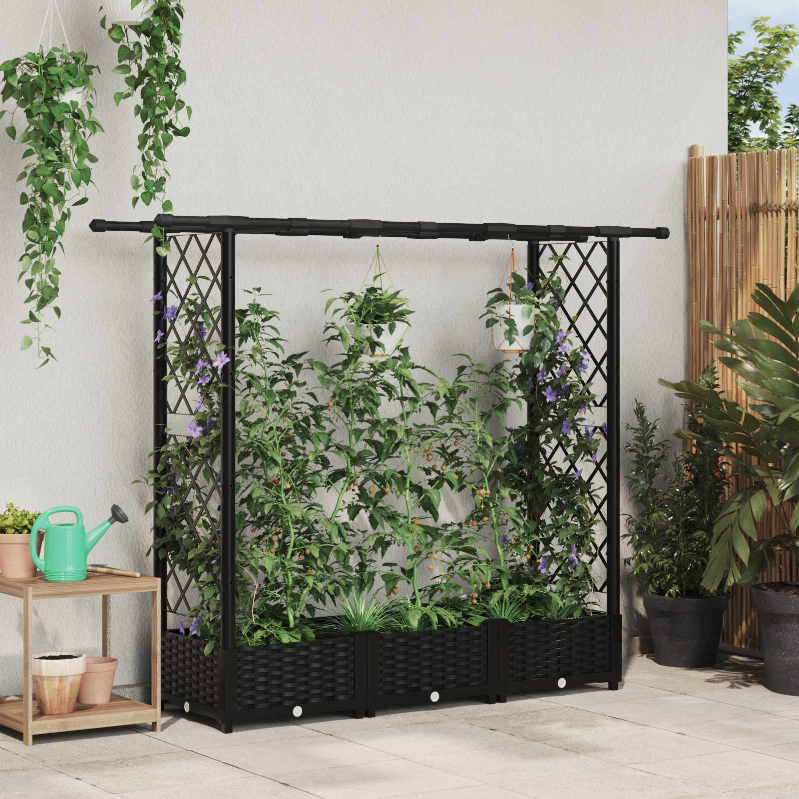 Pakeltas lovas su trelėmis ir stogu Juoda 164 x 40 x 121 cm PP Pakeltas lovas su trelėmis ir stogu Juoda 164 x 40 x 121 cm PP - Image 2