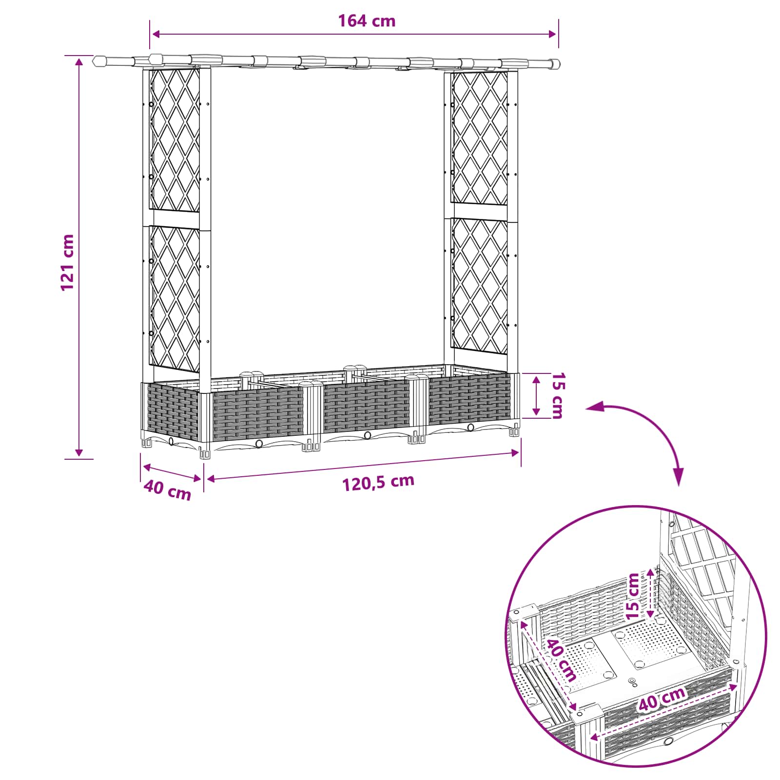 Pakeltas lovas su trelėmis ir stogu Juoda 164 x 40 x 121 cm PP Pakeltas lovas su trelėmis ir stogu Juoda 164 x 40 x 121 cm PP
