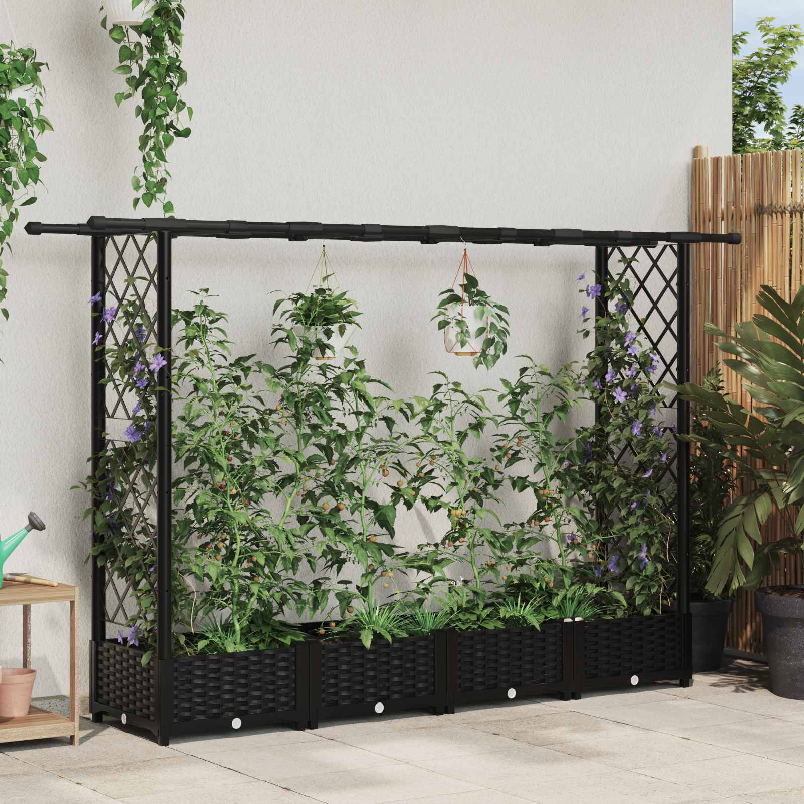 Pakeltas lovas su trelėmis ir stogu Juoda 203 x 40 x 121 cm PP Pakeltas lovas su trelėmis ir stogu Juoda 203 x 40 x 121 cm PP - Image 2