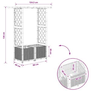Pakeltas lovas su trelėmis ir stogu Juoda 124,5 x 40 x 136 cm