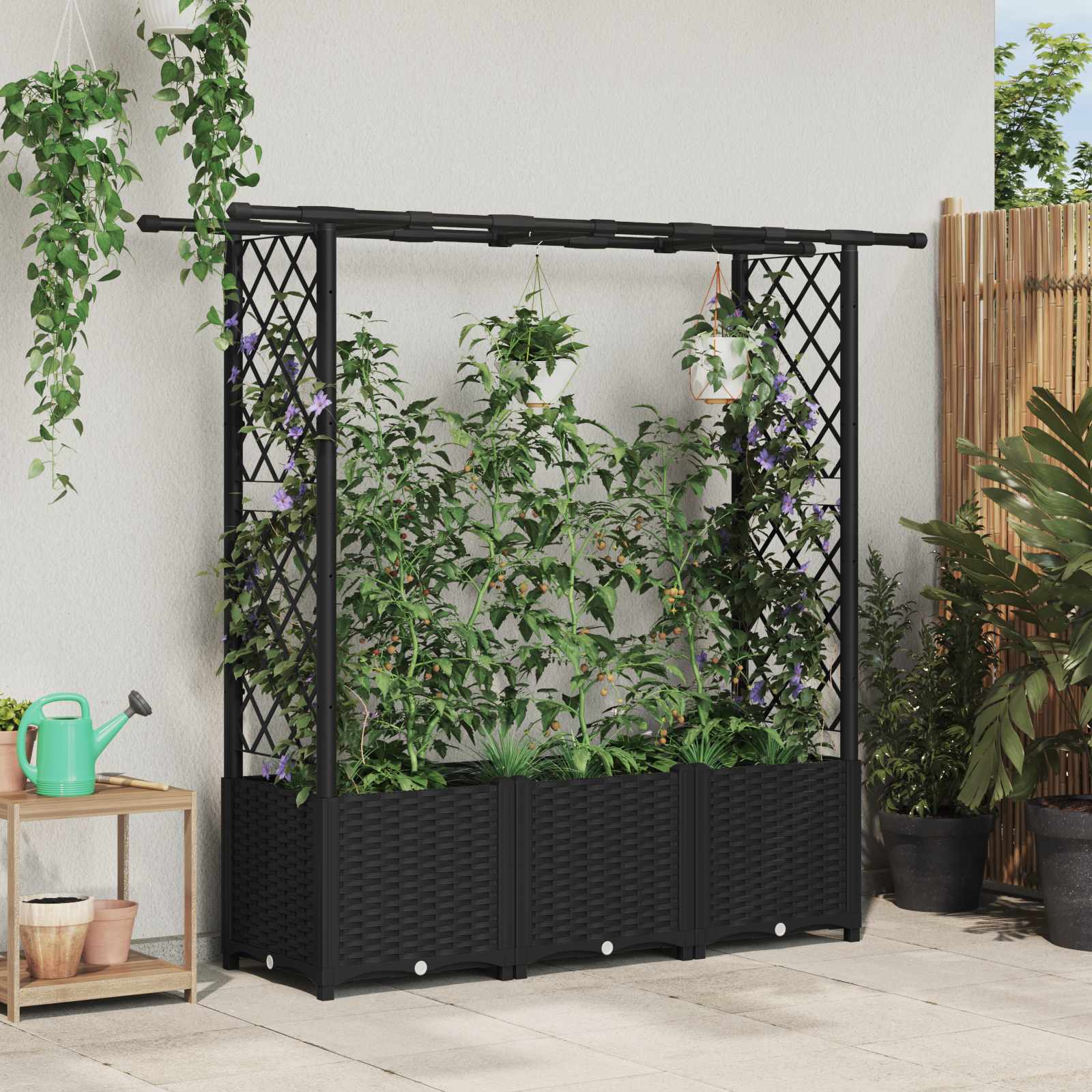 Pakeltas lovas su trelėmis ir stogu Juoda 162,5 x 40 x 136 cm Pakeltas lovas su trelėmis ir stogu Juoda 162,5 x 40 x 136 cm - Image 2