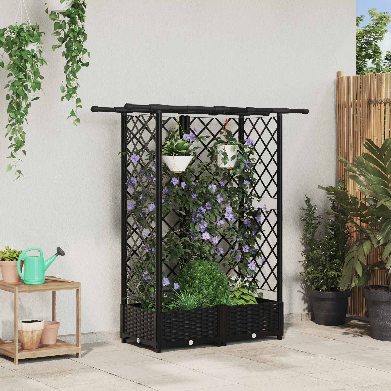 Pakeltas lovas su trelėmis ir stogu Juoda 124 x 40 x 121 cm PP Pakeltas lovas su trelėmis ir stogu Juoda 124 x 40 x 121 cm PP - Image 2