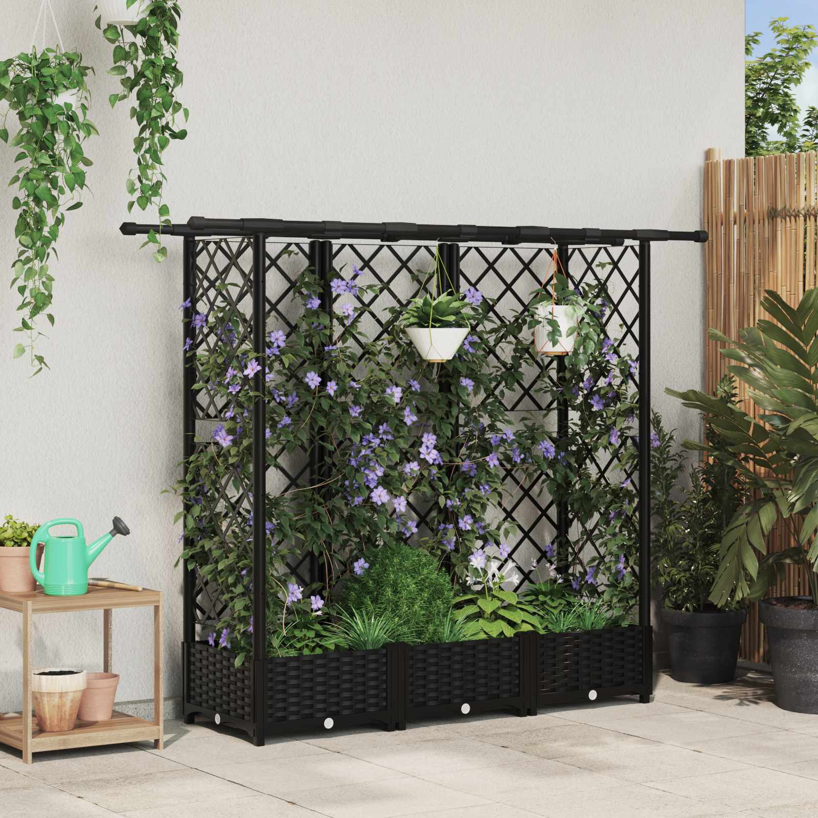 Pakeltas lovas su trelėmis ir stogu Juoda 164 x 40 x 121 cm PP Pakeltas lovas su trelėmis ir stogu Juoda 164 x 40 x 121 cm PP - Image 2