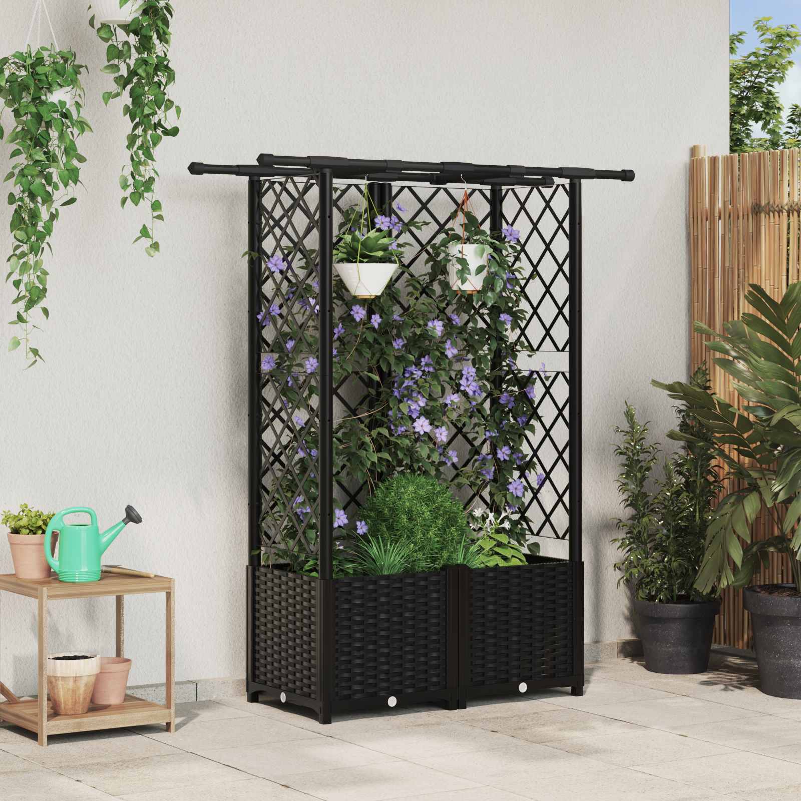 Pakeltas lovas su trelėmis ir stogu Juoda 124 x 40 x 136 cm PP Pakeltas lovas su trelėmis ir stogu Juoda 124 x 40 x 136 cm PP - Image 2