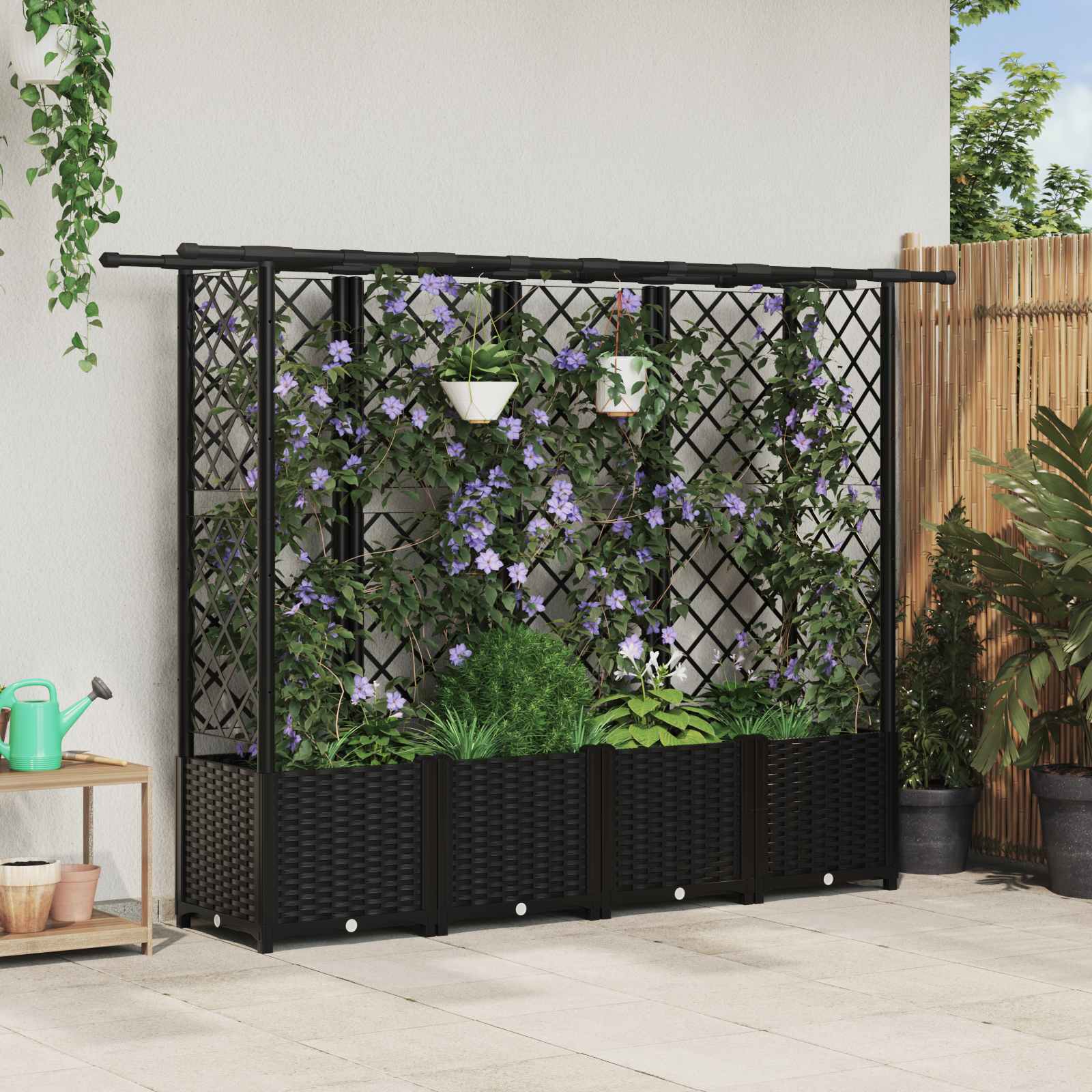 Pakeltas lovas su trelėmis ir stogu Juoda 202 x 40 x 136 cm PP Pakeltas lovas su trelėmis ir stogu Juoda 202 x 40 x 136 cm PP - Image 2