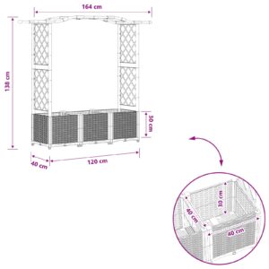 Pakeltas lovas su trelėmis ir stogu Pilka 164 x 40 x 138 cm PP