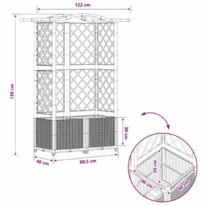 Pakeltas lovas su trelėmis ir stogu Pilka 122 x 40 x 138 cm PP
