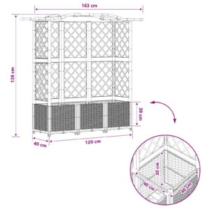 Pakeltas lovas su trelėmis ir stogu Pilka 163 x 40 x 138 cm PP