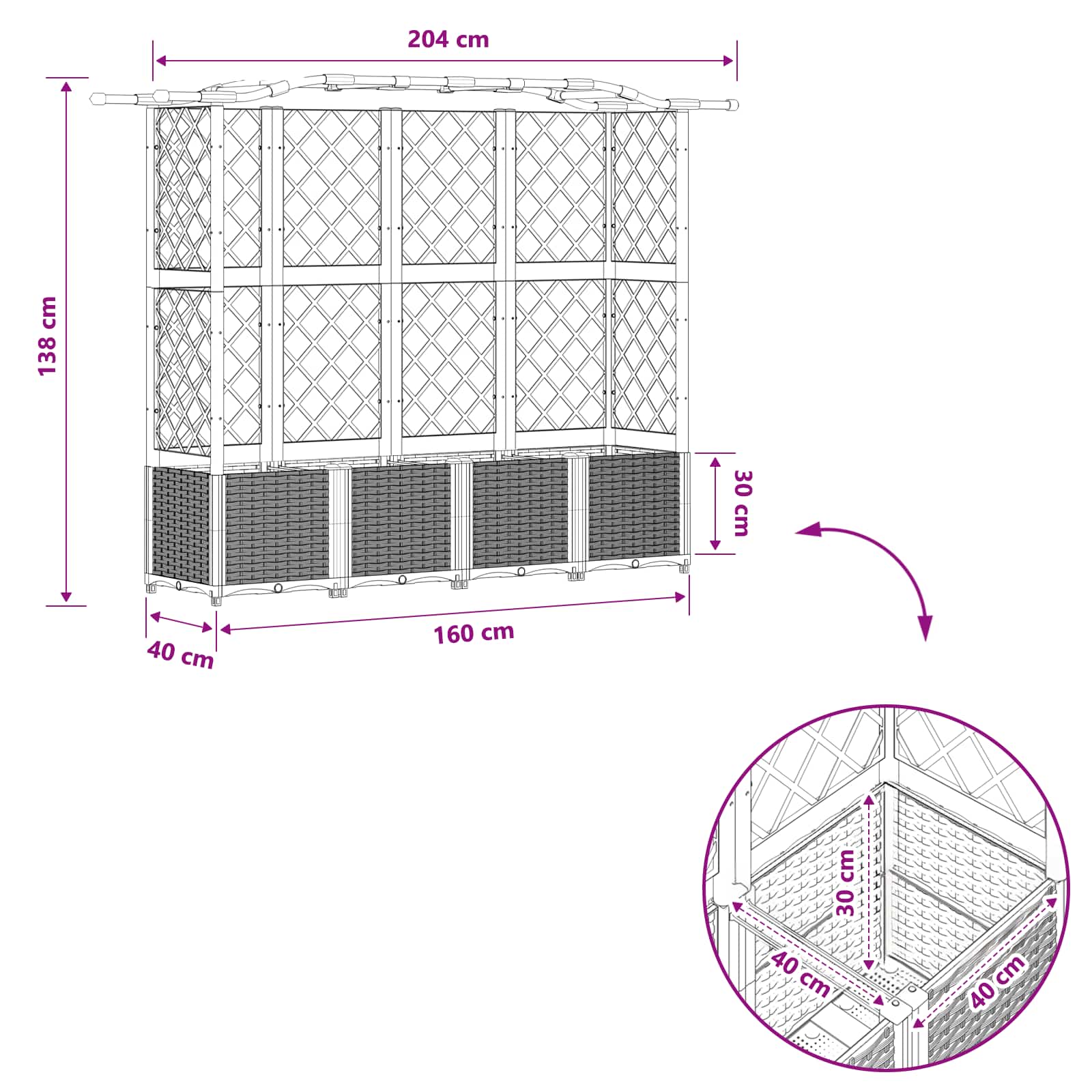 Pakeltas lovas su trelėmis ir stogu Pilka 204 x 40 x 138 cm PP Pakeltas lovas su trelėmis ir stogu Pilka 204 x 40 x 138 cm PP