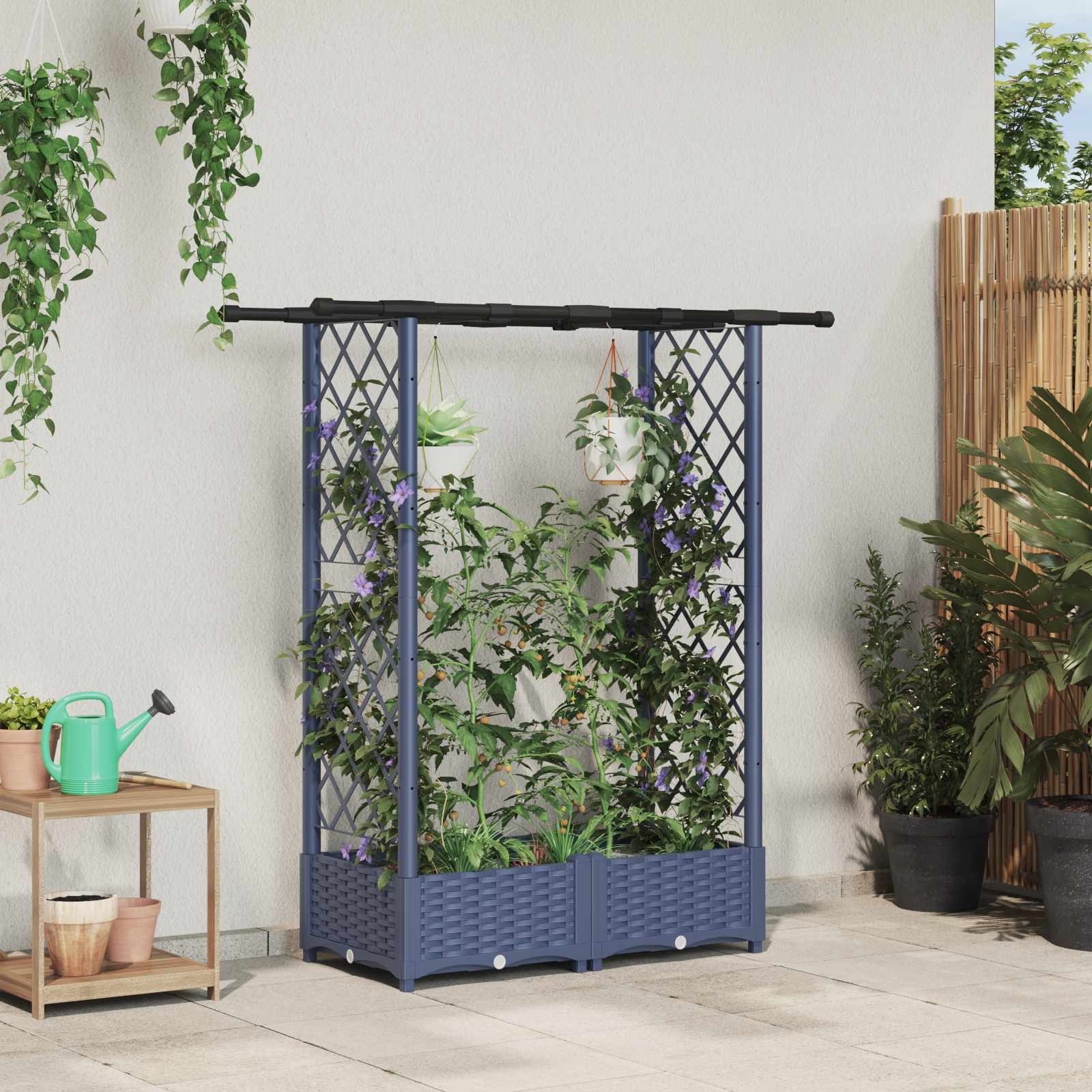 Pakeltas lovas su trelėmis ir stogu Pilka 122,5 x 40 x 121 cm Pakeltas lovas su trelėmis ir stogu Pilka 122,5 x 40 x 121 cm - Image 2