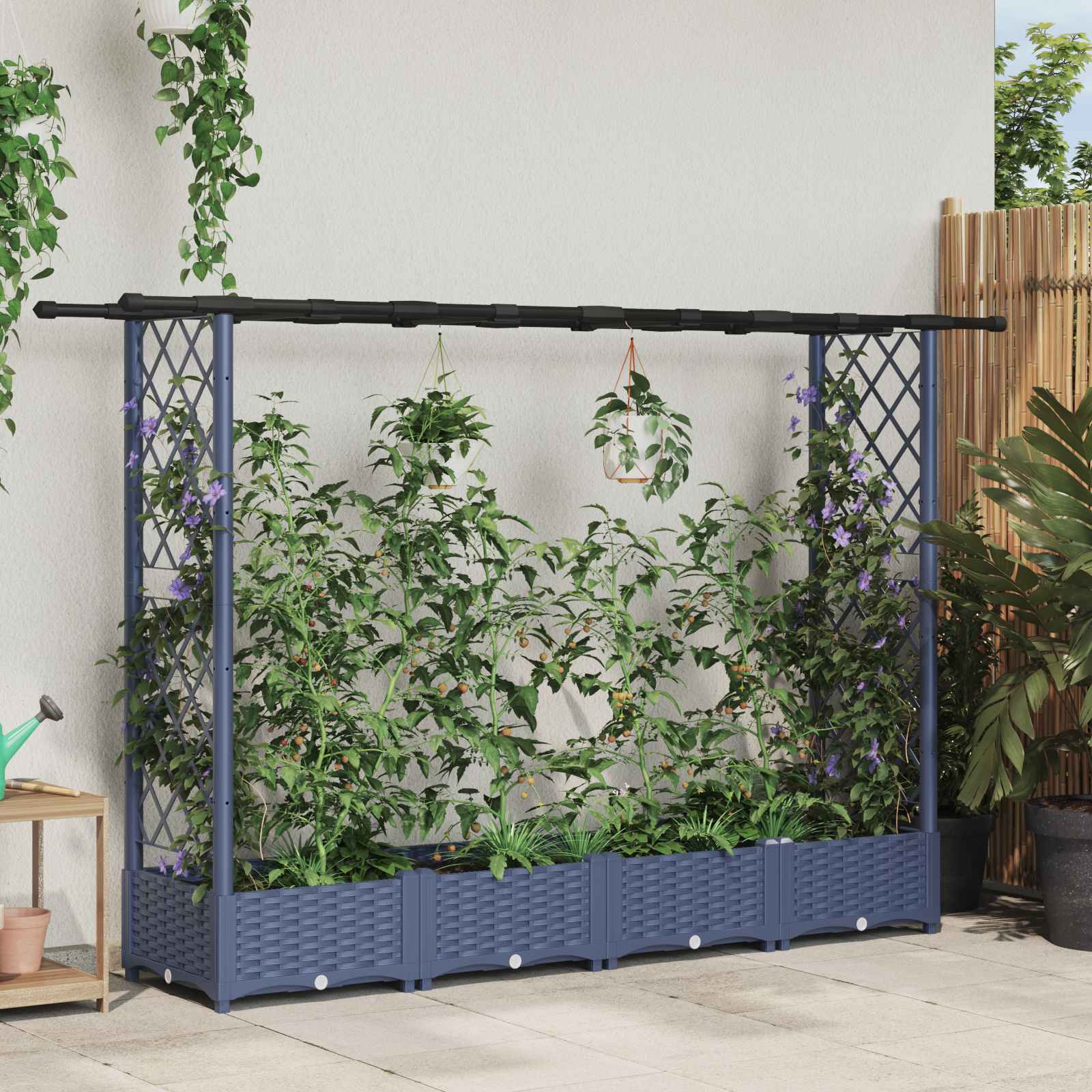 Pakeltas lovas su trelėmis ir stogu Pilka 203 x 40 x 121 cm PP Pakeltas lovas su trelėmis ir stogu Pilka 203 x 40 x 121 cm PP - Image 2