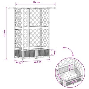 Pakeltas lovas su trelėmis ir stogu Pilka 124 x 40 x 121 cm PP