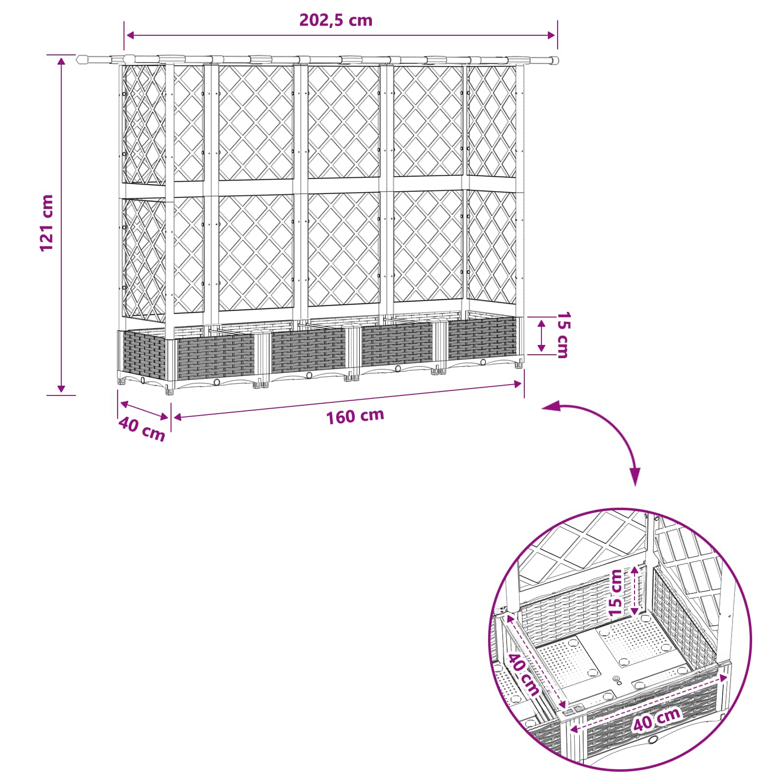 Pakeltas lovas su trelėmis ir stogu Pilka 202,5 x 40 x 121 cm Pakeltas lovas su trelėmis ir stogu Pilka 202,5 x 40 x 121 cm