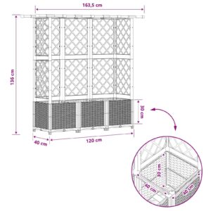 Pakeltas lovas su trelėmis ir stogu Pilka 163,5 x 40 x 136 cm