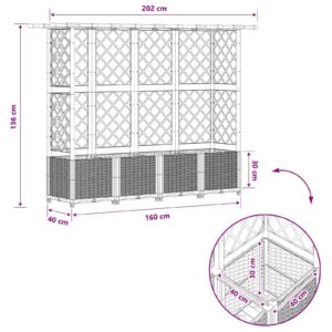 Pakeltas lovas su trelėmis ir stogu Pilka 202 x 40 x 136 cm PP