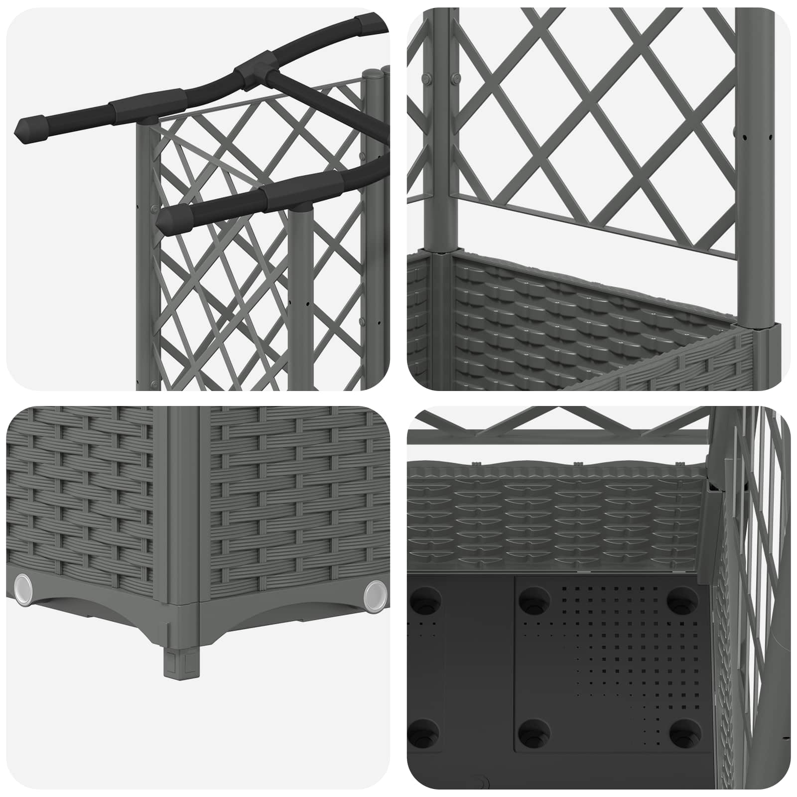 Pakeltas lovas su trelėmis ir stogu Šviesiai pilka PP Pakeltas lovas su trelėmis ir stogu Šviesiai pilka PP - Image 7