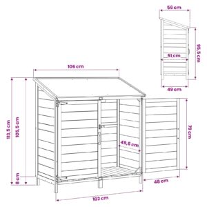 Sodo Sandėlys su stogu su saugykla Pilka 106,5 x 56 x 113,5 cm