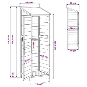 Sodo Sandėlys Balta 59,5 x 56 x 176,5 cm Kietasis pušinis medis