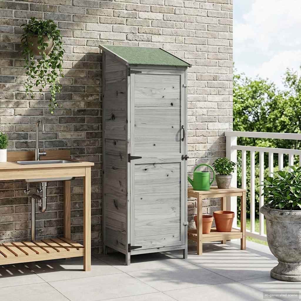 Sodo Sandėlys Pilka 59,5 x 56 x 176,5 cm Kietasis pušinis medis Sodo Sandėlys Pilka 59,5 x 56 x 176,5 cm Kietasis pušinis medis - Image 2