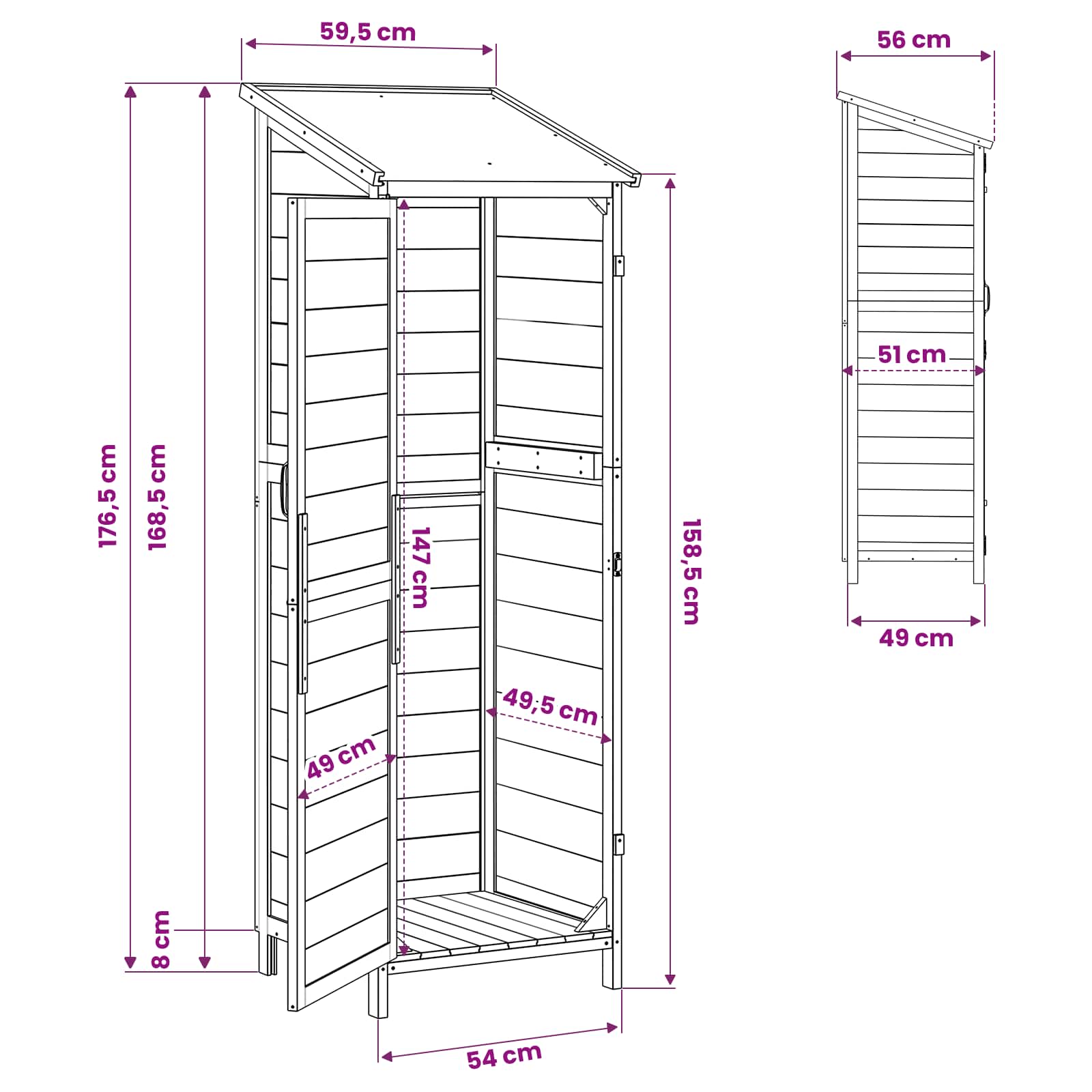 Sodo Sandėlys Ruda 59,5 x 56 x 176,5 cm Kietasis pušinis medis Sodo Sandėlys Ruda 59,5 x 56 x 176,5 cm Kietasis pušinis medis
