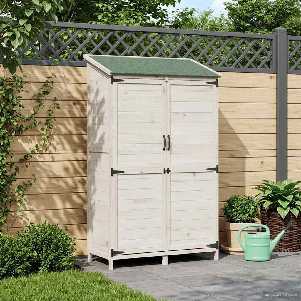 Sodo Sandėlys Balta 106,5 x 56 x 176 cm Kietasis pušinis medis Sodo Sandėlys Balta 106,5 x 56 x 176 cm Kietasis pušinis medis - Image 2