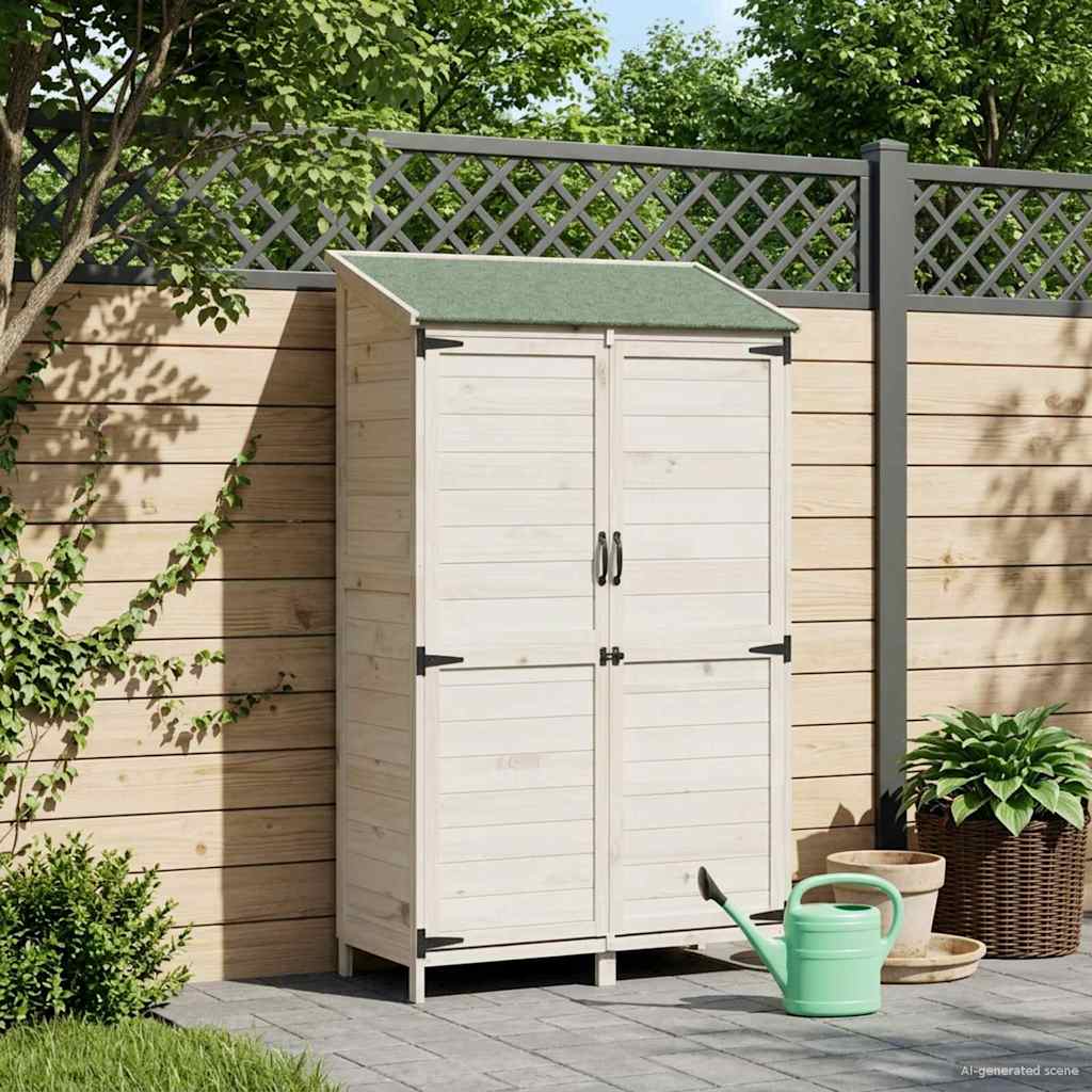 Sodo Sandėlys Balta 106,5 x 56 x 176 cm Kietasis pušinis medis Sodo Sandėlys Balta 106,5 x 56 x 176 cm Kietasis pušinis medis - Image 4