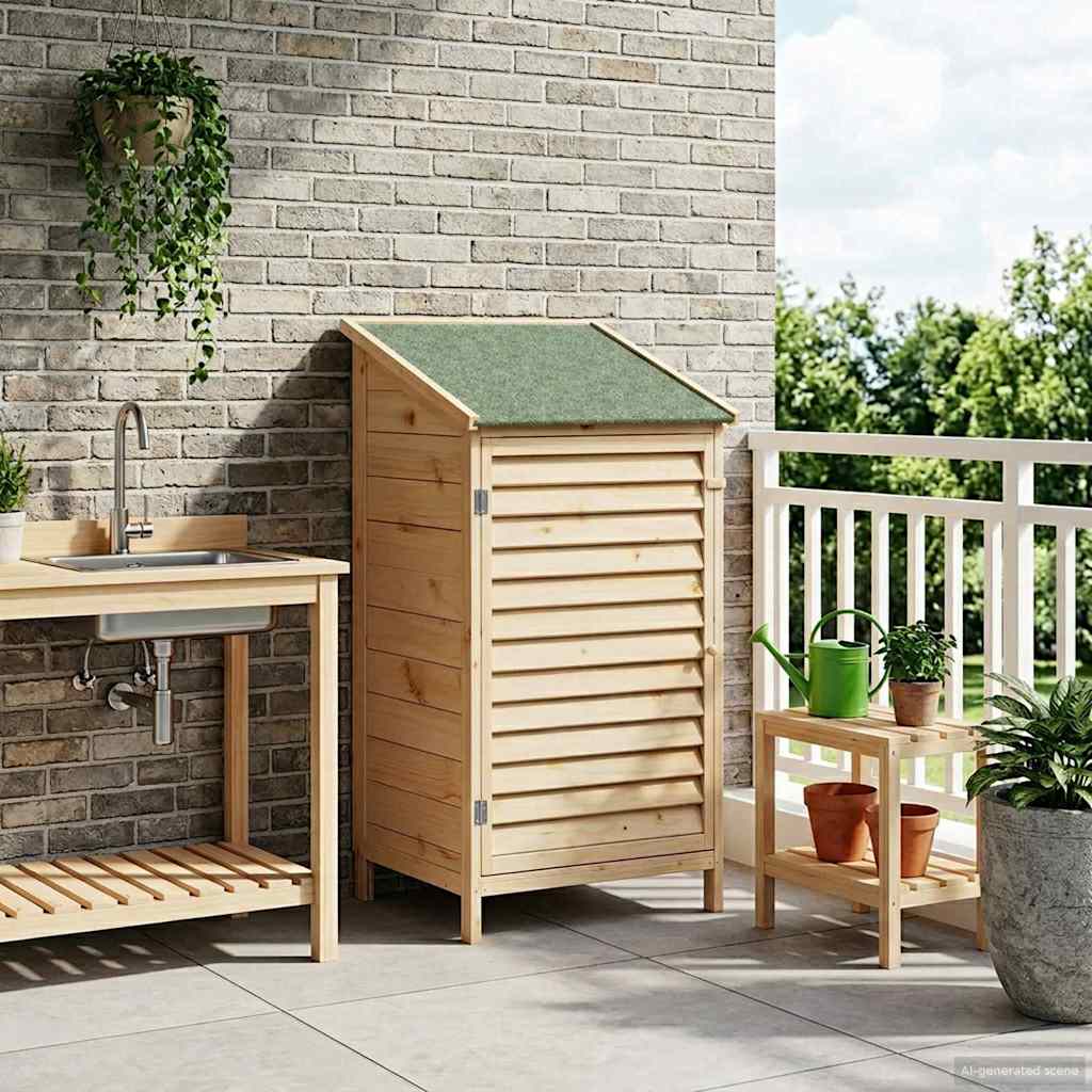 Sodo Sandėlys su stogu su saugykla Natūrali 59 x 56 x 113,5 cm Sodo Sandėlys su stogu su saugykla Natūrali 59 x 56 x 113,5 cm - Image 4