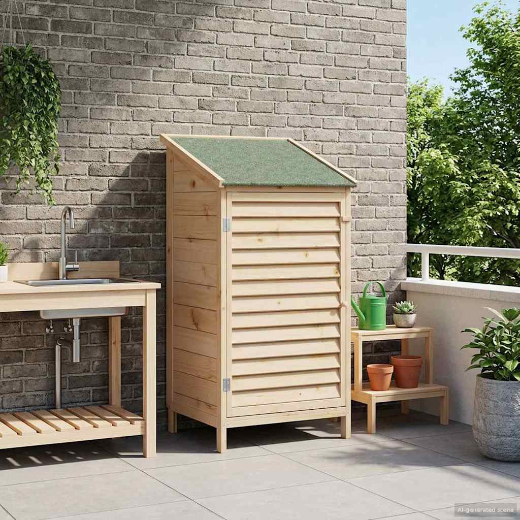 Sodo Sandėlys su stogu su saugykla Natūrali 59 x 56 x 113,5 cm Sodo Sandėlys su stogu su saugykla Natūrali 59 x 56 x 113,5 cm - Image 2