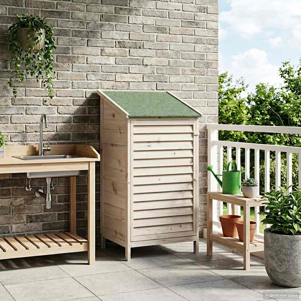 Sodo Sandėlys Balta 59 x 56 x 113,5 cm Kietasis pušinis medis Sodo Sandėlys Balta 59 x 56 x 113,5 cm Kietasis pušinis medis - Image 2