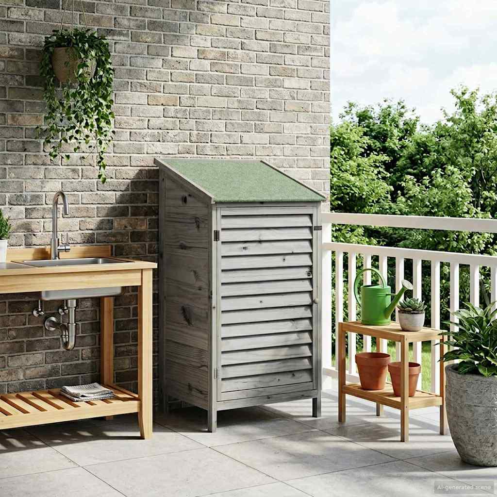 Sodo Sandėlys Pilka 59 x 56 x 113,5 cm Kietasis pušinis medis Sodo Sandėlys Pilka 59 x 56 x 113,5 cm Kietasis pušinis medis - Image 2