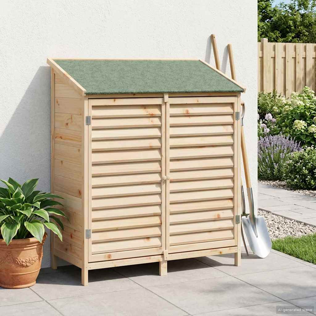 Sodo Sandėlys su stogu su saugykla Natūrali 106 x 56 x 113,5 cm Sodo Sandėlys su stogu su saugykla Natūrali 106 x 56 x 113,5 cm - Image 4