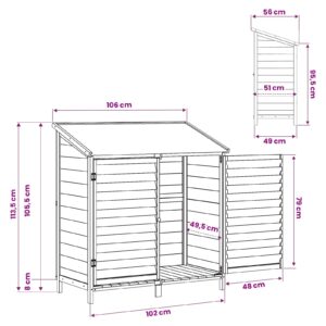 Sodo Sandėlys su stogu su saugykla Natūrali 106 x 56 x 113,5 cm