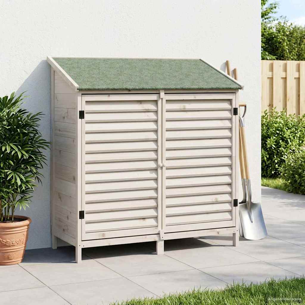 Sodo Sandėlys Balta 106 x 56 x 113,5 cm Kietasis pušinis medis Sodo Sandėlys Balta 106 x 56 x 113,5 cm Kietasis pušinis medis - Image 4