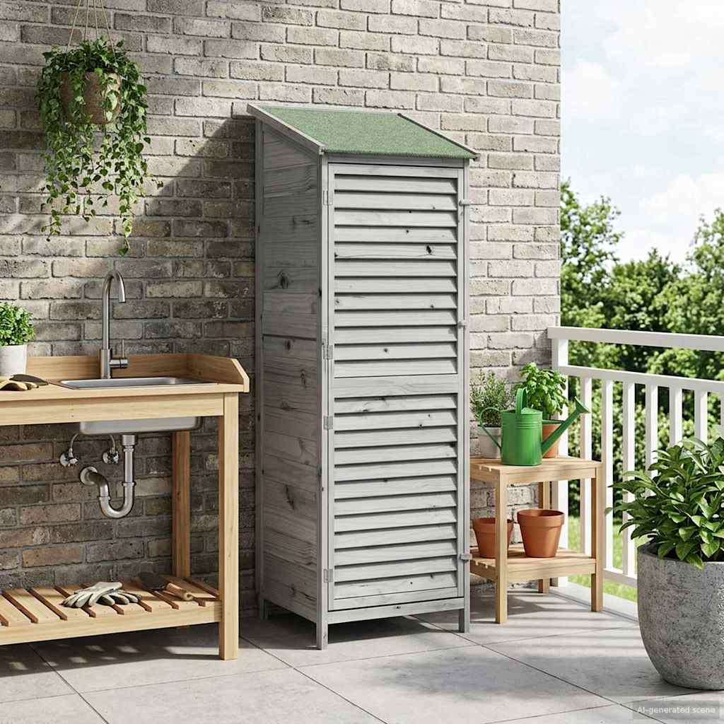 Sodo Sandėlys Pilka 59 x 56 x 176 cm Kietasis pušinis medis Sodo Sandėlys Pilka 59 x 56 x 176 cm Kietasis pušinis medis - Image 2