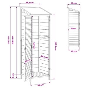 Sodo Sandėlys Pilka 59 x 56 x 176 cm Kietasis pušinis medis