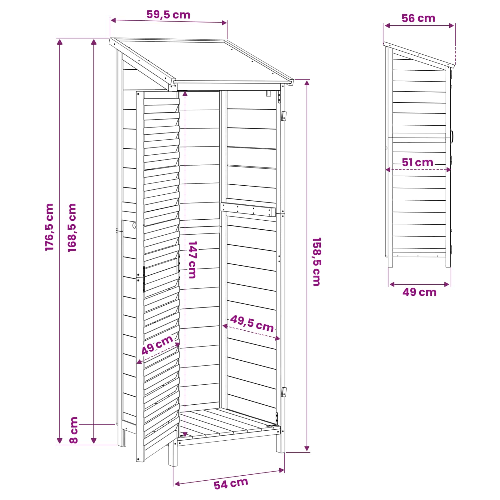 Sodo Sandėlys Ruda 59 x 56 x 176 cm Kietasis pušinis medis Sodo Sandėlys Ruda 59 x 56 x 176 cm Kietasis pušinis medis