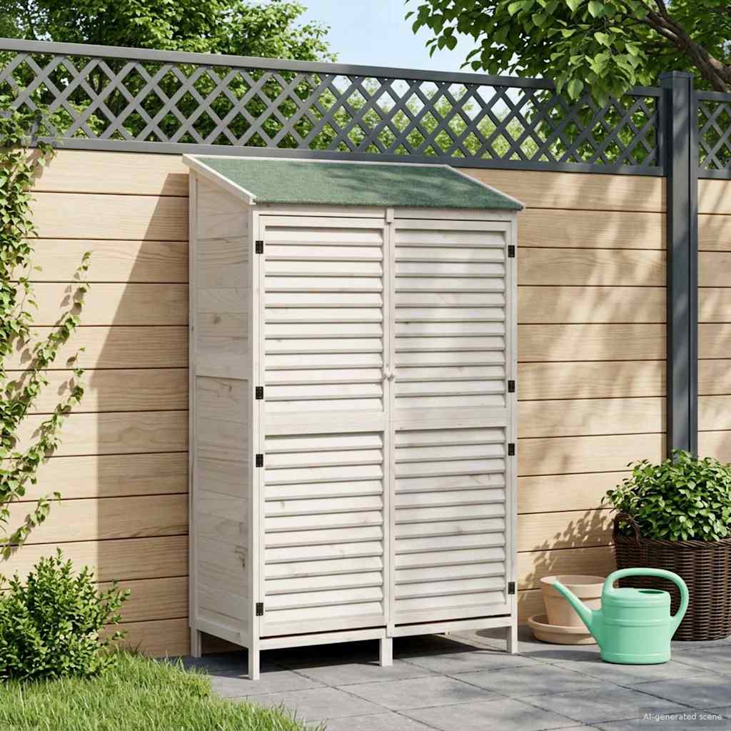 Sodo Sandėlys Balta 106 x 56 x 176,5 cm Kietasis pušinis medis Sodo Sandėlys Balta 106 x 56 x 176,5 cm Kietasis pušinis medis - Image 2