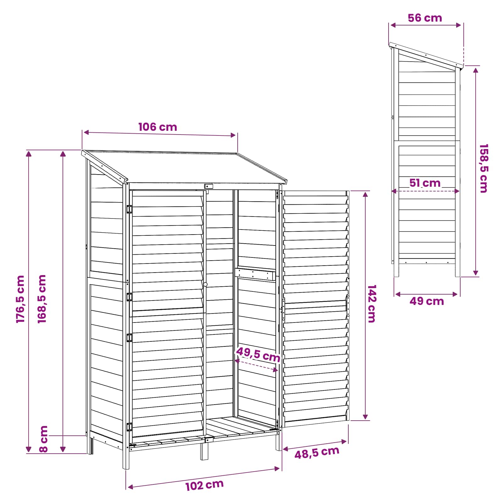 Sodo Sandėlys Balta 106 x 56 x 176,5 cm Kietasis pušinis medis Sodo Sandėlys Balta 106 x 56 x 176,5 cm Kietasis pušinis medis