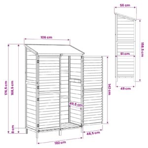 Sodo Sandėlys Pilka 106 x 56 x 176,5 cm Kietasis pušinis medis