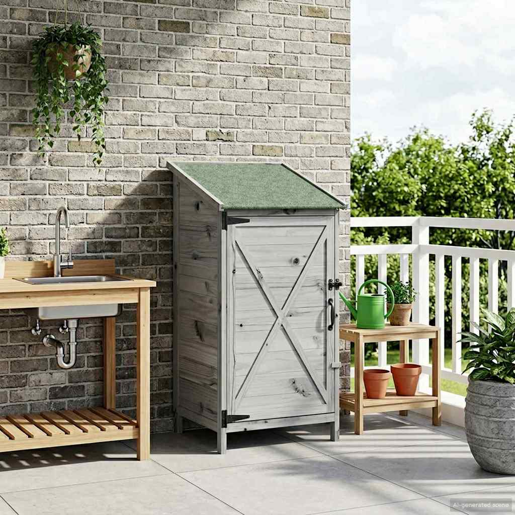 Sodo Sandėlys Pilka 59,5 x 56 x 113,5 cm Kietasis pušinis medis Sodo Sandėlys Pilka 59,5 x 56 x 113,5 cm Kietasis pušinis medis - Image 4
