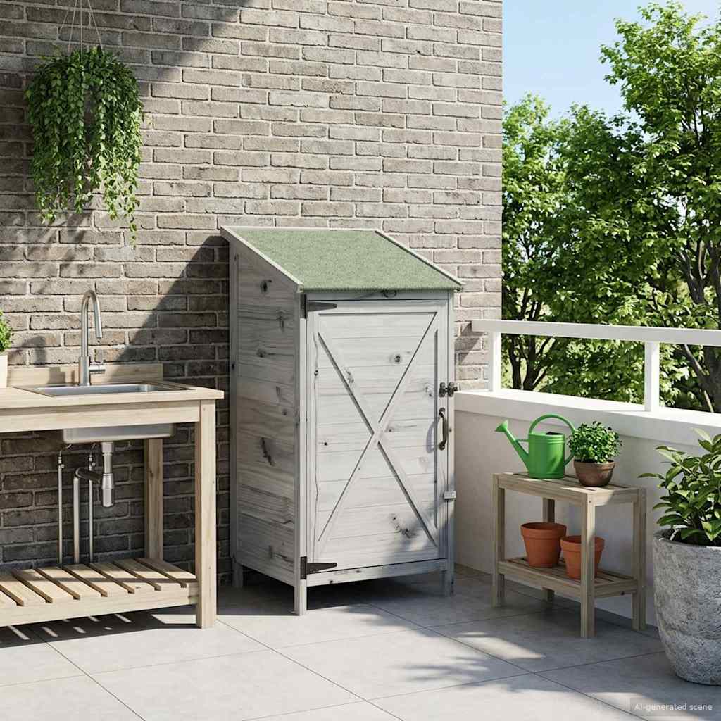 Sodo Sandėlys Pilka 59,5 x 56 x 113,5 cm Kietasis pušinis medis Sodo Sandėlys Pilka 59,5 x 56 x 113,5 cm Kietasis pušinis medis - Image 2