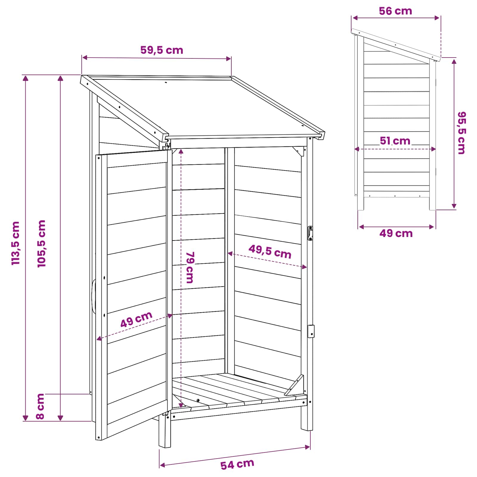 Sodo Sandėlys Ruda 59,5 x 56 x 113,5 cm Kietasis pušinis medis Sodo Sandėlys Ruda 59,5 x 56 x 113,5 cm Kietasis pušinis medis