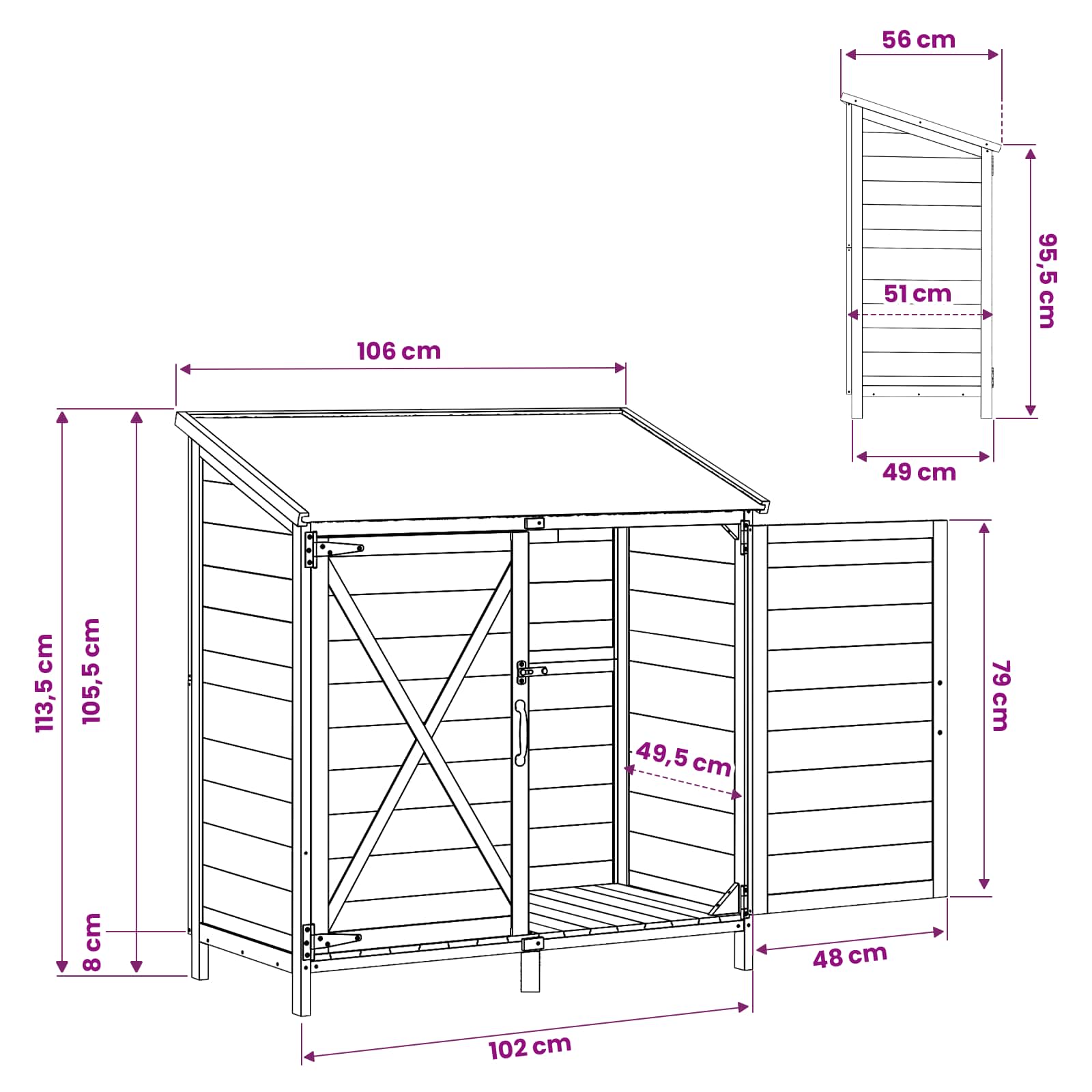 Sodo Sandėlys Natūrali 106 x 56 x 113,5 cm Sodo Sandėlys Natūrali 106 x 56 x 113,5 cm
