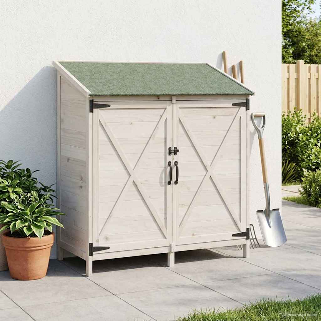 Sodo Sandėlys Balta 106 x 56 x 113,5 cm Kietasis pušinis medis Sodo Sandėlys Balta 106 x 56 x 113,5 cm Kietasis pušinis medis - Image 2