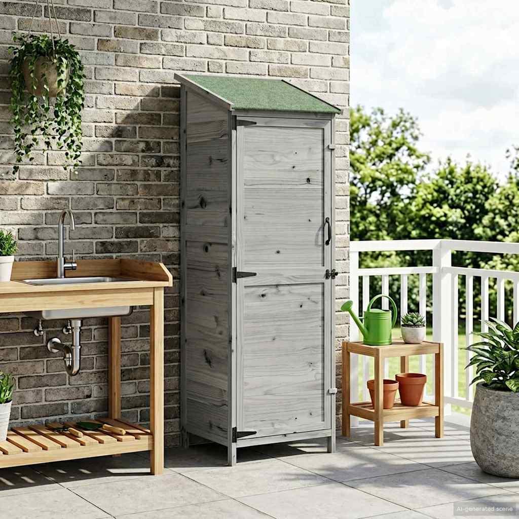Sodo Sandėlys Pilka 59,5 x 56 x 176,5 cm Kietasis pušinis medis Sodo Sandėlys Pilka 59,5 x 56 x 176,5 cm Kietasis pušinis medis - Image 4