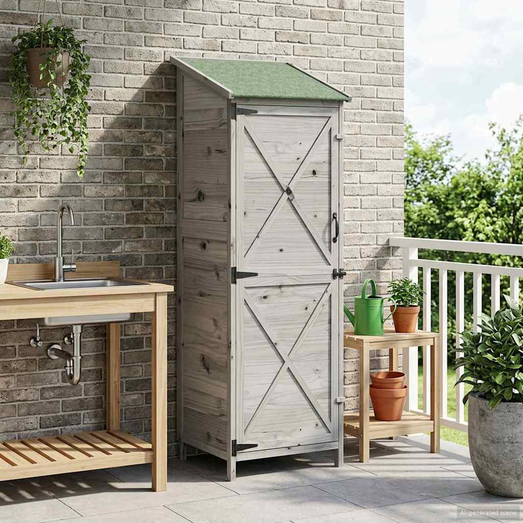 Sodo Sandėlys Pilka 59,5 x 56 x 176,5 cm Kietasis pušinis medis Sodo Sandėlys Pilka 59,5 x 56 x 176,5 cm Kietasis pušinis medis - Image 2