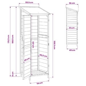 Sodo Sandėlys Pilka 59,5 x 56 x 176,5 cm Kietasis pušinis medis